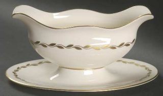 Lenox China Golden Wreath Gravy Boat with Attached Underplate, Fine China Dinner