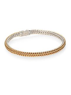 John Hardy 18K Yellow Gold & Sterling Silver Extra Small Reversible Woven Chain