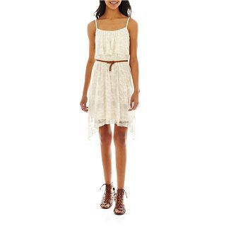 Love Reigns Belted High Low Lace Dress, Ivy, Womens