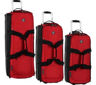 Timberland Claremont 3 Piece Wheeled Duffle Set   Red/Black Luggage Sets