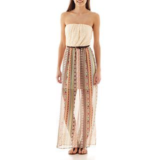 LOVE REIGNS As U Wish Strapless Belted Maxi Dress, Brn/cor
