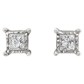 1/3 CT. T.W. Princess cut Diamond Stud Illusion Set Earrings in 10K White Gold