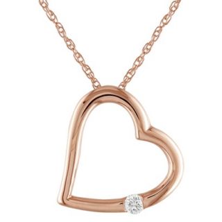 10k Rose Gold 0.03ct Diamond Heart Pendant with Chain