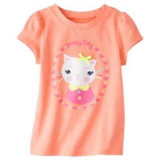 Circo Infant Toddler Girls Short Sleeve Kitty Tee   Moxie Peach 3T
