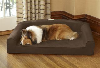 One piece Memory foam Bolster Dog Bed Cover/Liner / Large, Java,