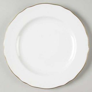 Spode Nordic Gold Luncheon Plate, Fine China Dinnerware   White, Rim, Scalloped,