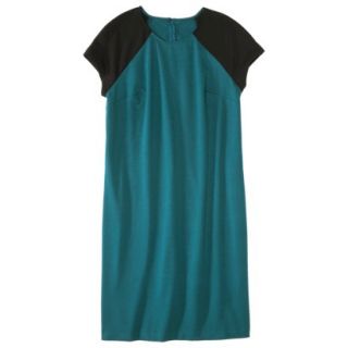 Mossimo Womens Plus Size Short Sleeve Ponte Dress   Teal/Black 1