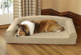 One piece Memory foam Bolster Dog Bed Cover/Liner / Small, Stone