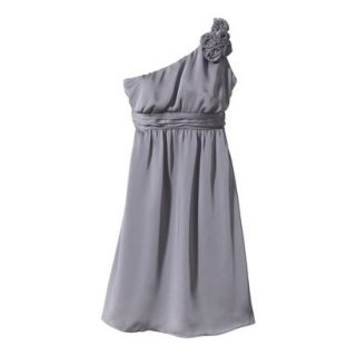 TEVOLIO Womens Satin One Shoulder Rosette Dress   Cement Gray   10