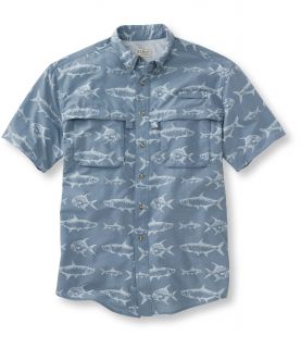 Mens Tropicwear Shirt, Short Sleeve Fish Print