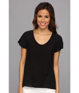 Calvin Klein S/S Stripe Combo Top Womens Short Sleeve Pullover (Black)