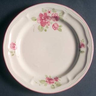 Gibson Designs Roseland Salad Plate, Fine China Dinnerware   Pink Roses,Tan Body