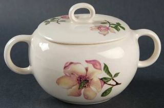 Crooksville Southern Bell Sugar Bowl & Lid, Fine China Dinnerware   Pink And Yel