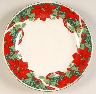 Gibson Designs Holidays Salad Plate, Fine China Dinnerware   Poinsettias, Leaves