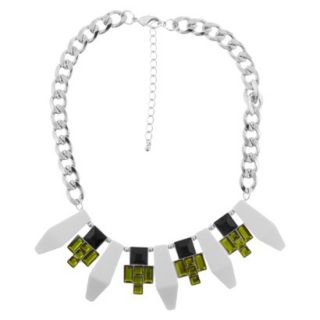 Womens Chain Necklace with Rectangle and Square Acrylic Stones  