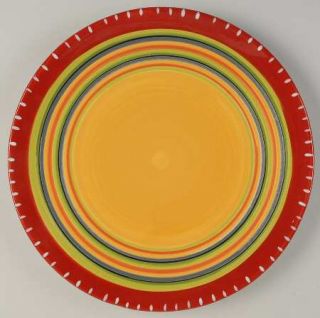 Hot Tamale Dinner Plate, Fine China Dinnerware   Red,Orange,Green,Yellow,Stripes