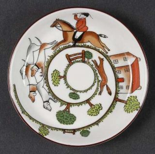 Crown Staffordshire Hunting Scene Coaster, Fine China Dinnerware   Hunters/Horse