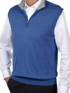 Paul Fredrick Mens 100% Cotton Solid Mock Neck Sweater Vest