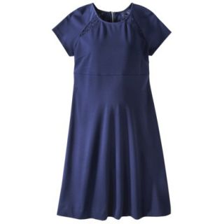 Liz Lange for Target Maternity Short Sleeve Lace Inset Ponte Dress   Blue S