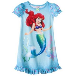 Disney Princess Toddler Girls Ariel Short Sleeve Nightgown   Aqua 2T