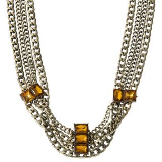 Fashion Chain Necklace with Stones   Silver/Gold