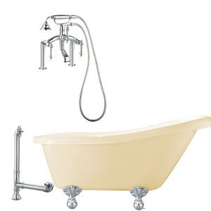 Giagni LN3 PC B Newton Claw Foot Slipper Tub, Faucet with Shower, Drain, Risers