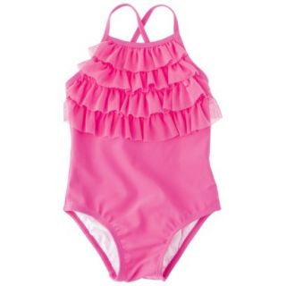 Circo Infant Toddler Girls 1 Piece Ruffled Swimsuit   Pink 3T