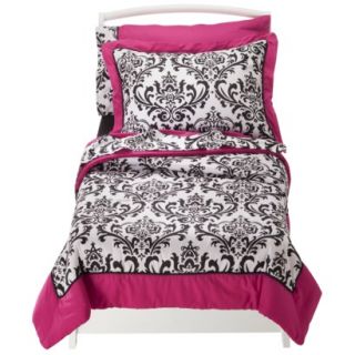 Isabella Hot Pink, Black and White 5 pc. Toddler Bedding Set