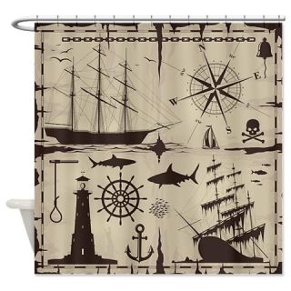  Set Of Nautical Design Elements   Shower Curtain  Use code FREECART at Checkout