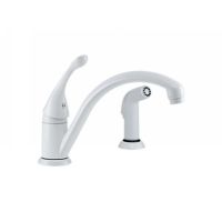 Delta Faucet 441 WH DST Collins Single Handle Kitchen Faucet with Side Spray