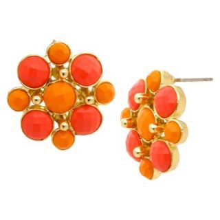 Button Earrings   Gold/Pink