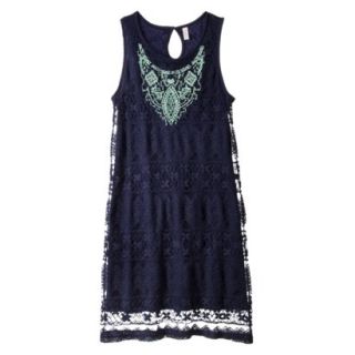 Xhilaration Juniors Embroidered Lace Shift Dress   Deep Blue Sea XL(15 17)