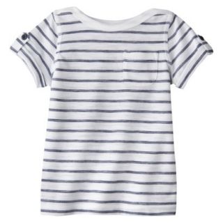 Cherokee Infant Toddler Girls Striped Short Sleeve Tee   Fresh White 5T