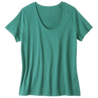 Pure Energy Womens Plus Size Short Sleeve Scoop Neck Tee   Green 2X