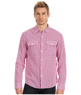 Michael Kors Collection Channing Check Two Pocket Shirt Mens Long Sleeve Button Up (Pink)