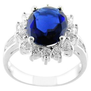 Dk Blue Silver Plated Oval Ring   8.0