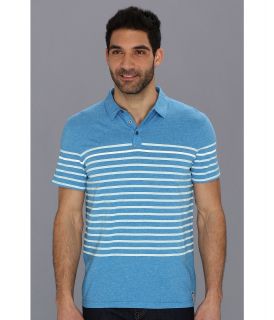Calvin Klein Jeans Essential Stripe Printed Polo Mens Short Sleeve Pullover (Blue)