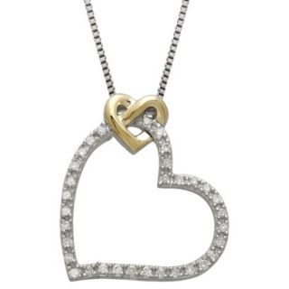 0.08 CT. T.W. Diamond LoveKnot Heart Pendant in 14K Yellow Gold and Sterling
