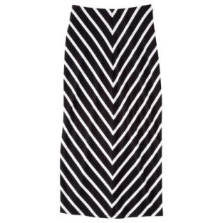 Mossimo Womens Knit Midi Skirt   Black/White Stripe XL