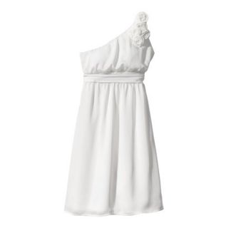 TEVOLIO Womens Satin One Shoulder Rosette Dress   Off White   10