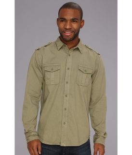 Lucky Brand Military Denim 2 Pocket Mens Long Sleeve Button Up (Green)
