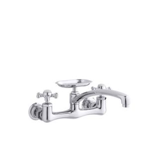 Kohler Antique Wall Mount Sink Faucet with 12 Spout and Six Prong Handles 159 3