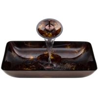 Vigo Industries VGT033RBRCT Universal Brown and Gold Fusion Glass Vessel Sink an