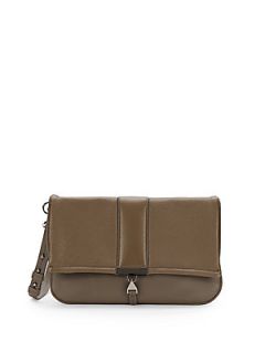 Faux Leather Convertible Clutch   Moss