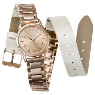 Womens Mossimo Bracelet/Strap Double Wrap Analog Watch   Rose Gold