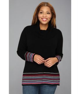 Pendleton Plus Size Cr me De Cashmere Stripe Cowl Neck Sweater Womens Sweater (Black)