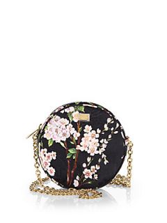 Dolce & Gabbana Floral Print Brocade Crossbody Bag   Black