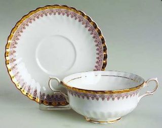 Queen Anne (England) Tiara Footed Cream Soup Bowl & Saucer Set, Fine China Dinne