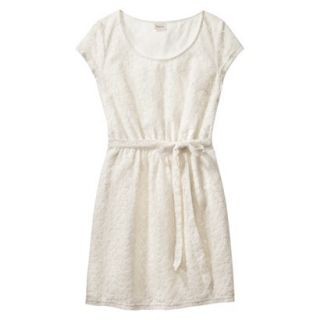 Merona Petites Short Sleeve Lace Overlay Dress   Cream XLP