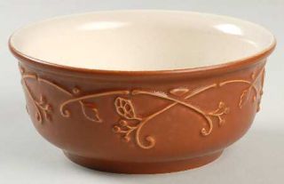 Pfaltzgraff Mission Flower Soup/Cereal Bowl, Fine China Dinnerware   Rust Band,